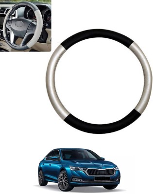 ABJD Steering Cover For Skoda Octavia(Silver, Black, Leatherite)