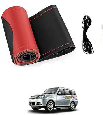 monolive Hand Stiched Steering Cover For Tata Grand Dicor(Red/Black, Leatherite)