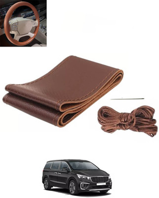 RKPSP Hand Stiched Steering Cover For Universal For Car Universal For Car(Brown, Leatherite)