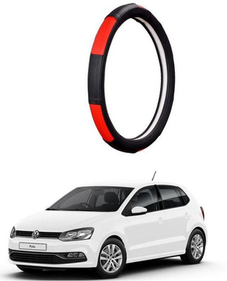AUTO PEARL Steering Cover For Volkswagen Polo Exquisite(Gold Blaze Black and Red, Leatherite)