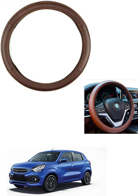 MATIES Steering Cover For Universal For Car Celerio(Brown, Leather)