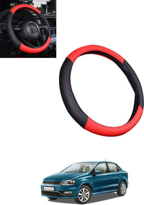 monolive Steering Cover For Volkswagen Universal For Car(Red, Black, Leatherite)