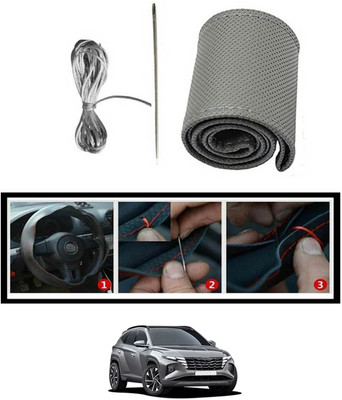 monolive Hand Stiched Steering Cover For Hyundai Tucson(Grey, Leatherite)