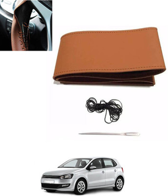 ABJD Hand Stiched Steering Cover For Volkswagen Polo(Tan, Leatherite)