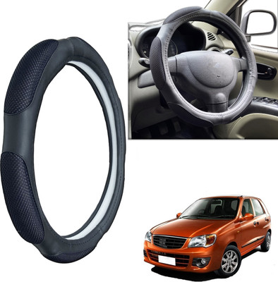 PEEPS STORE Steering Cover For Maruti Alto K10(Black, Leatherite)