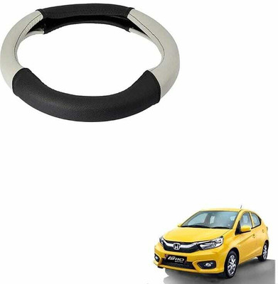 POOJATRADERSS Steering Cover For Maruti, Suzuki, Hyundai, Honda i10, SX4, Kwid, Astra, Grand i10(BLACK & SILVER, Fabric, Leather)
