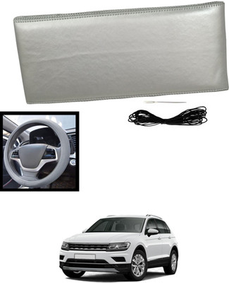 MATIES Hand Stiched Steering Cover For Volkswagen Universal For Car(Silver, Leatherite)
