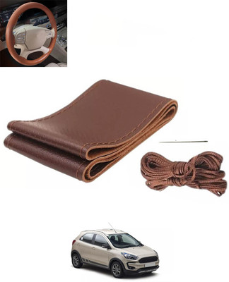 RKPSP Hand Stiched Steering Cover For Toyota Fortuner(Brown, Leatherite)