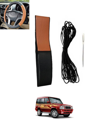monolive Hand Stiched Steering Cover For Tata Sumo(Tan, Black, Leatherite)