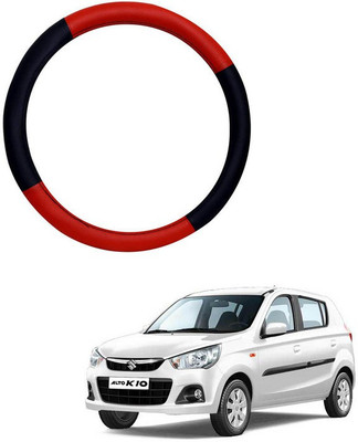 RKPSP Hand Stiched Steering Cover For Universal For Car Alto K10(Red/Black, Leatherite)