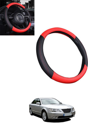 MATIES Steering Cover For Hyundai Elantra(Red/Black, Leatherite)