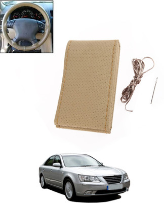 monolive Hand Stiched Steering Cover For Hyundai Elantra(Beige, Leatherite)