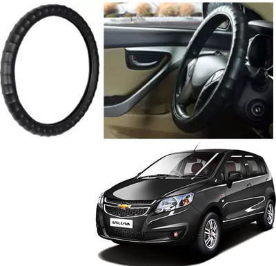 OOLTAH PAHIYA Hand Stiched Steering Cover For Chevrolet Sail UVA(Black, Leatherite)