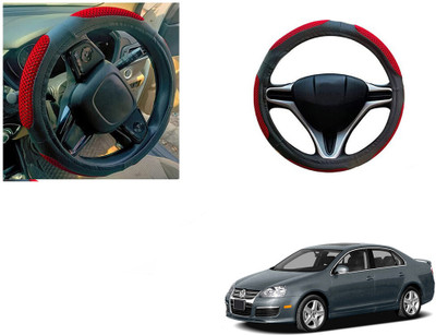 Automotive Prist Steering Cover For Volkswagen Jetta(Black & Red, Leatherite)
