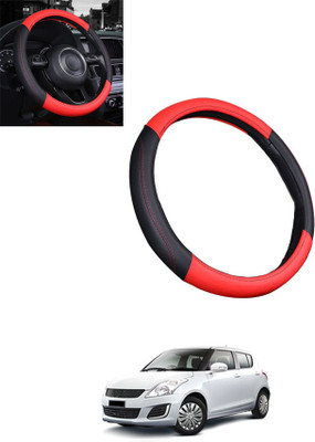 monolive Steering Cover For Universal For Car Swift(Red, Black, Leatherite)