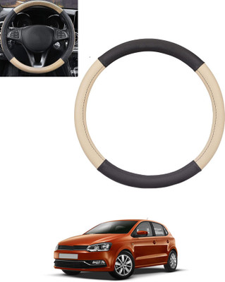 ABJD Steering Cover For Volkswagen Polo(Beige, Black, Leatherite)