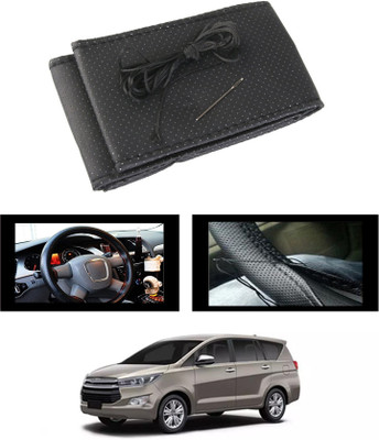 MSNP Hand Stiched Steering Cover For Toyota Universal For Car(Black, Leatherite)