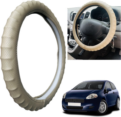 PEEPS STORE Steering Cover For Fiat Grand Punto(Beige, Leatherite)