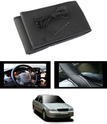 MSNP Hand Stiched Steering Cover For Toyota Etios Cross(Black, Leatherite)