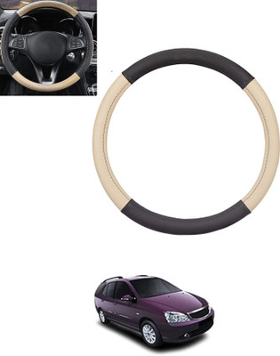 monolive Hand Stiched Steering Cover For Tata Indigo Marina(Beige, Black, Leatherite)