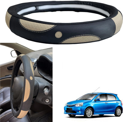 PEEPS STORE Steering Cover For Toyota Etios Liva(Black, Leatherite)