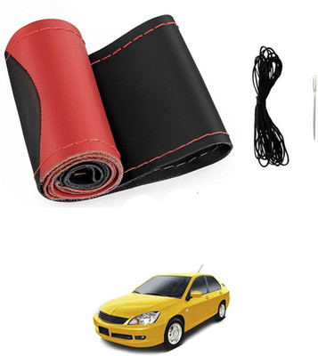 monolive Hand Stiched Steering Cover For Mitsubishi Universal For Car(Red/Black, Leatherite)