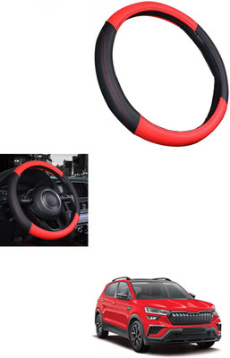 MATIES Steering Cover For Skoda Universal For Car(Red/Black, Leather)