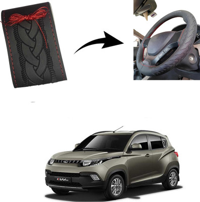Autoinnovation Hand Stiched Steering Cover For Mahindra KUV 100(Black, Leather)