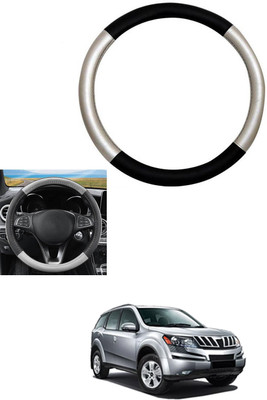 MATIES Steering Cover For Mahindra XUV 500(Silver, Black, Leather)