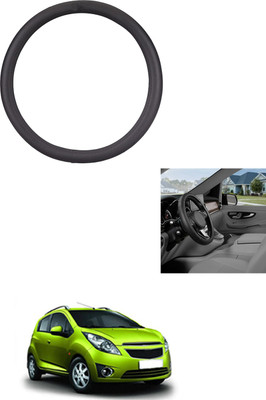MATIES Steering Cover For Chevrolet Beat(Black, Leather)