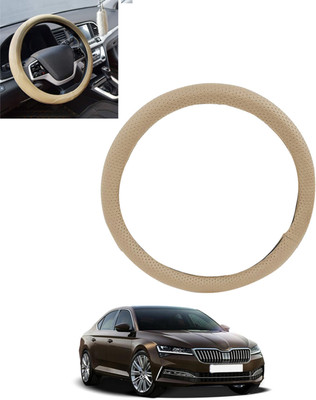 ABJD Steering Cover For Skoda Superb(Beige, Leatherite)