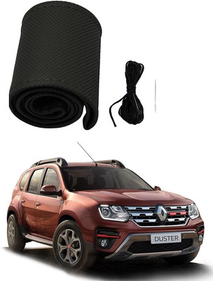 ARNEJA Hand Stiched Steering Cover For Renault Duster(Black, Leather)
