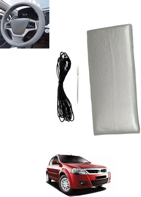 monolive Hand Stiched Steering Cover For Mahindra Verito(Silver, Leatherite)