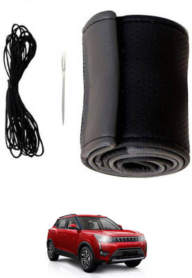RKPSP Hand Stiched Steering Cover For Mahindra Universal For Car(Grey, Black, Leatherite)
