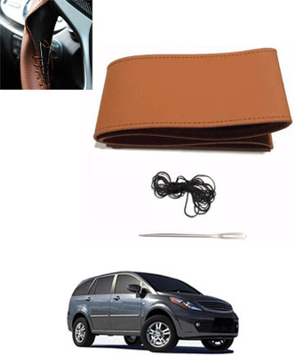 MATIES Hand Stiched Steering Cover For Tata Aria(Tan, Leatherite)