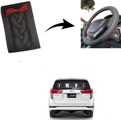 Autoinnovation Hand Stiched Steering Cover For Universal For Car Innova(Black, Leather)