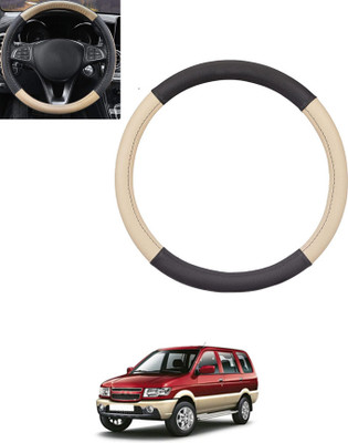 ABJD Steering Cover For Chevrolet Tavera(Beige, Black, Leatherite)