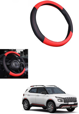 MATIES Steering Cover For Hyundai Universal For Car(Red/Black, Leather)
