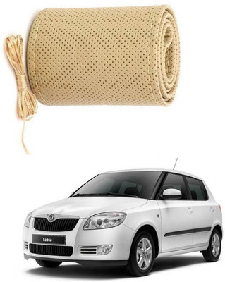 RKPSP Hand Stiched Steering Cover For Universal For Car Fabia(Beige, Leatherite)