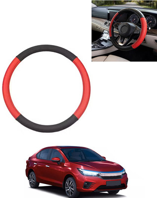 AYW Steering Cover For Honda Universal For Car(Red/Black, Leatherite)