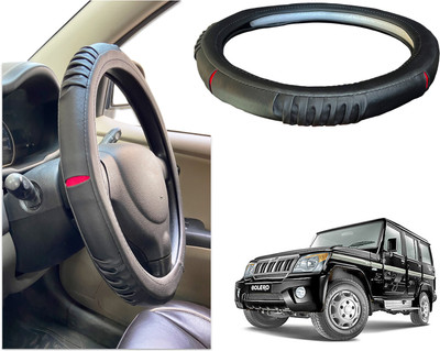 PEEPS STORE Steering Cover For Mahindra NA(Black, Red, Leatherite)