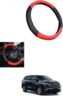 MATIES Steering Cover For Toyota Universal For Car(Red/Black, Leather)
