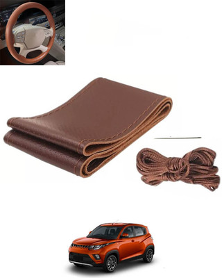 RKPSP Hand Stiched Steering Cover For Mahindra Universal For Car(Brown, Leatherite)
