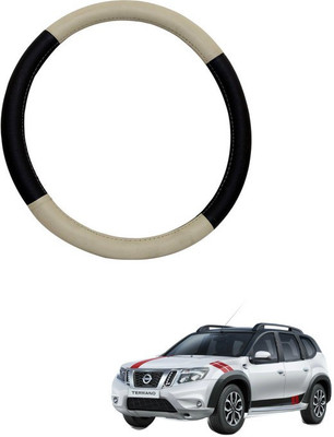 RKPSP Hand Stiched Steering Cover For Universal For Car Terrano(Beige/Brown, Leatherite)