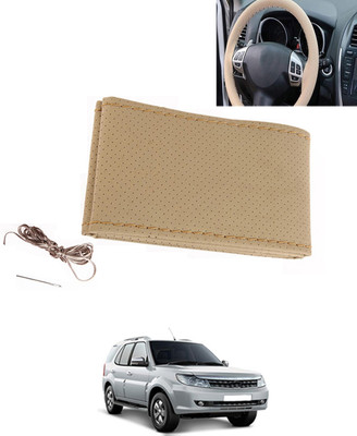 MATIES Hand Stiched Steering Cover For Tata Safari Storme(Beige, Leatherite)