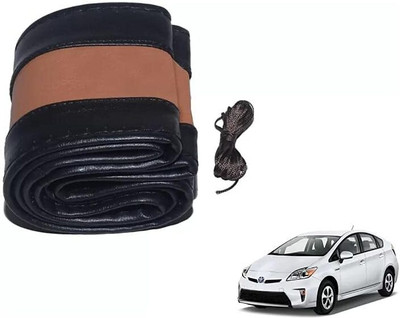 S MANGLAM Hand Stiched Steering Cover For Universal For Car Classic(Black, Leatherite)