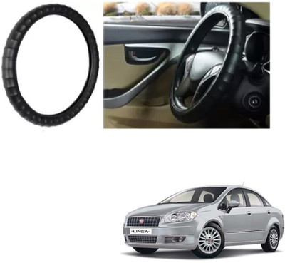 OOLTAH PAHIYA Hand Stiched Steering Cover For Fiat Linea(Black, Leatherite)