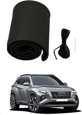 arneja trading company Hand Stiched Steering Cover For Hyundai Tucson(Black, Leather)
