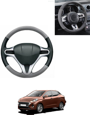 AYW Steering Cover For Hyundai Universal For Car(Grey/Black, Leatherite)