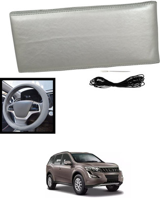 MATIES Hand Stiched Steering Cover For Mahindra XUV 500(Silver, Leatherite)